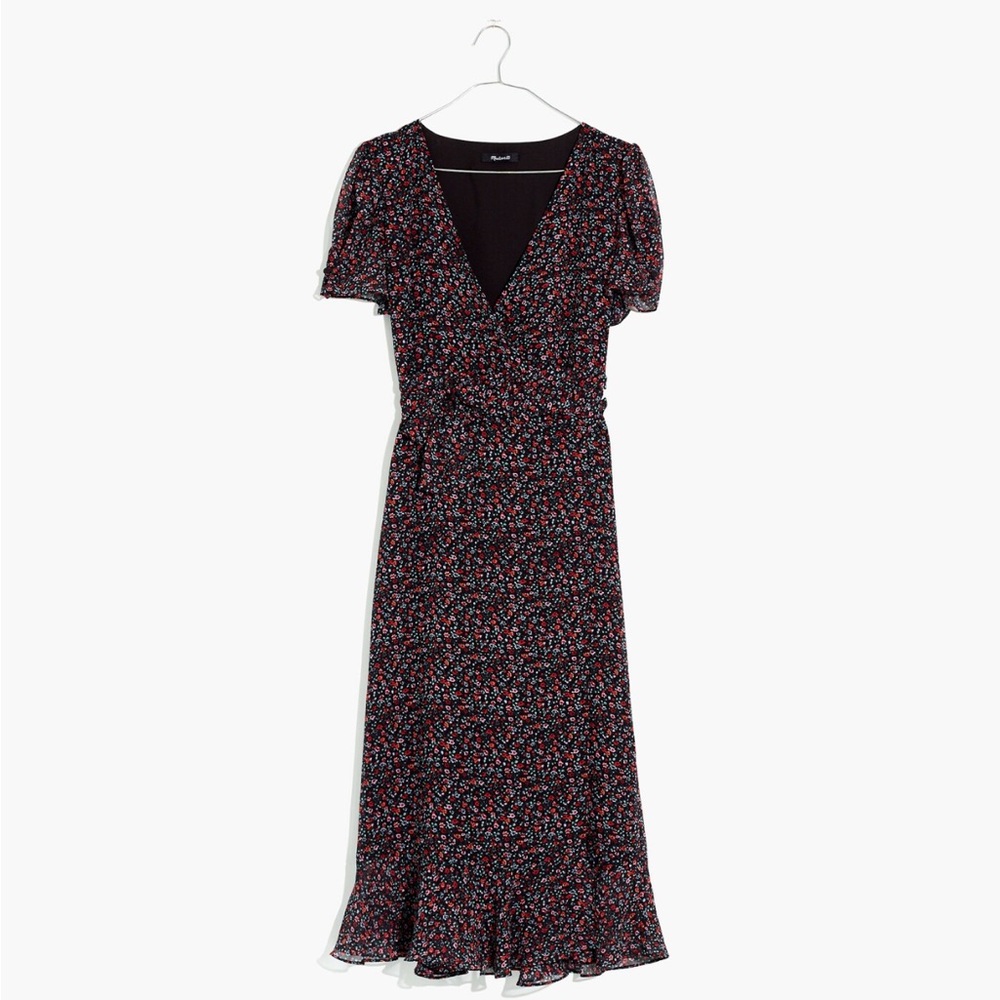 Madewell midi floral wrap dress size S